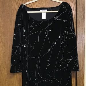 Karen Kane maxi black velvet dress with silver